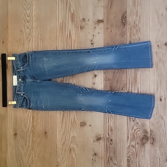 Paper Denim and Cloth Boot Cut Jeans with Blue Embroidered Flower Size 26 - Picture 1 of 9